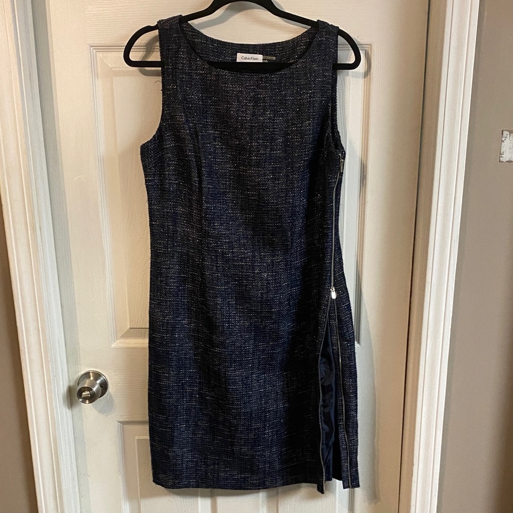 Calvin Klein Dark Blue Textured Mini Dress